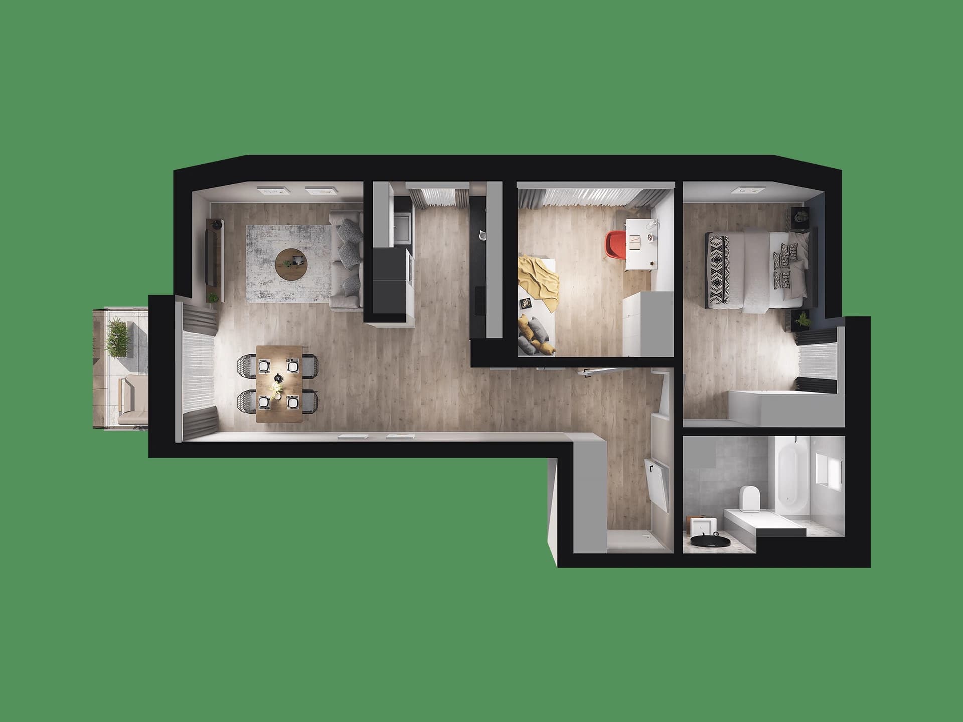 Rzut graficzny mieszkania nr 14A